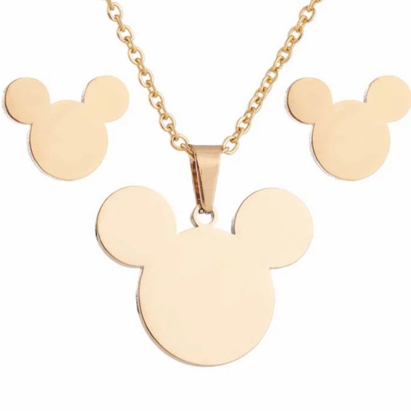 Stainless Steel Mickey Mouse Necklace Set - Picture 2 of 2